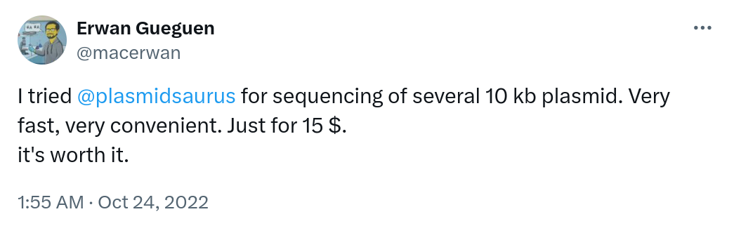 I tried @plasmidsaurus for sequencing of several 10kb plasmid. Very fast, convenient. Just for 15 $. it's worth it.